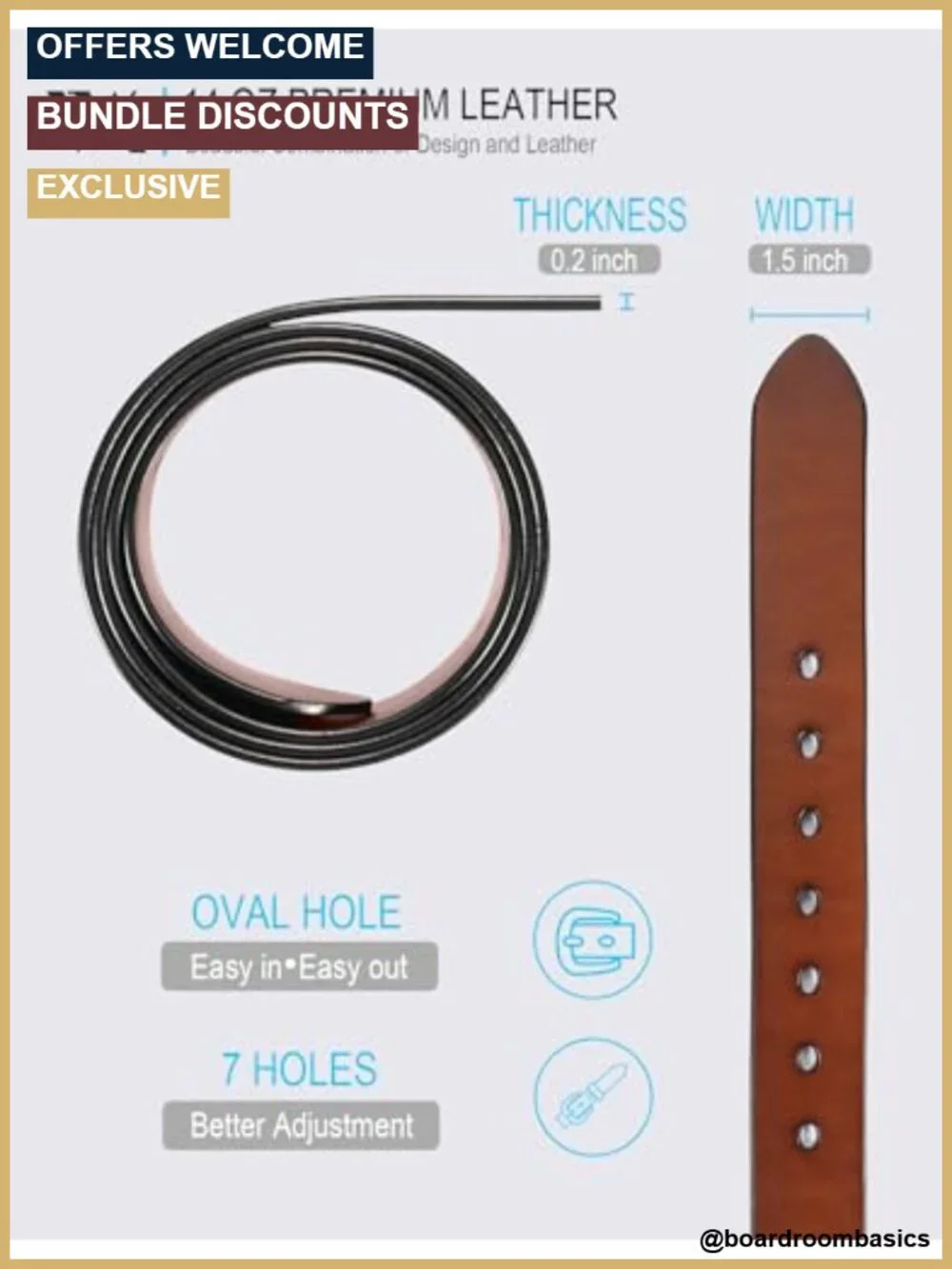 Genuine Full Grain Leather Belt - 1.5 Inch Heavy Duty Men's Belt